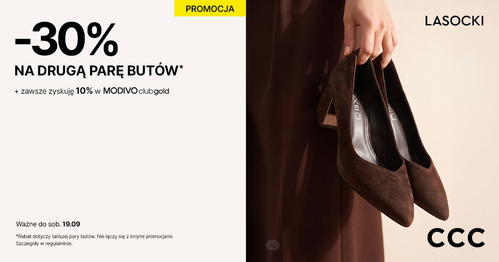 W CCC kup dwie pary obuwia i odbierz 30% rabatu na tańszą z nich!