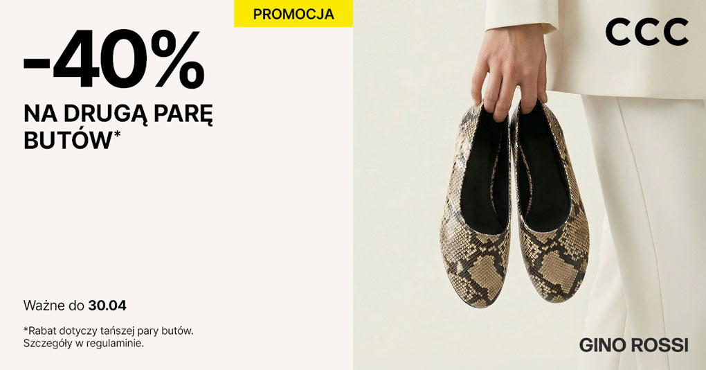 Teraz w CCC -40% na drugą parę butów!